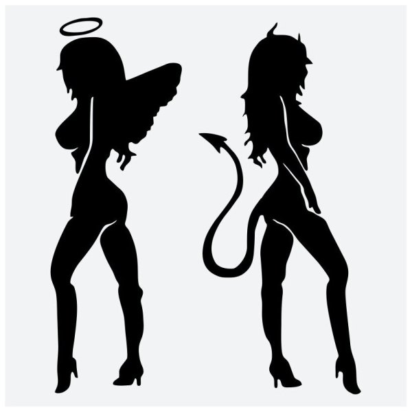 Наклейка ангел и демон девушки