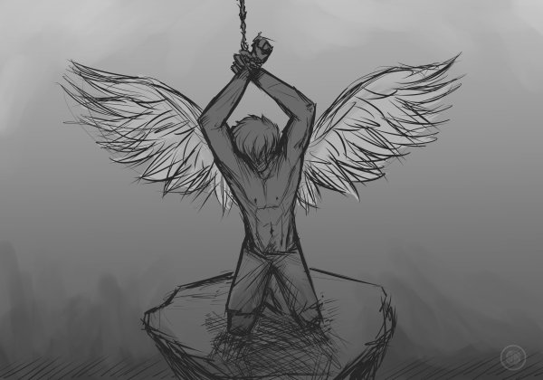 Ангел с крыльями рисунок