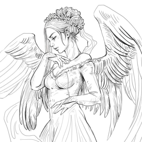 Ангел карандашом для срисовки