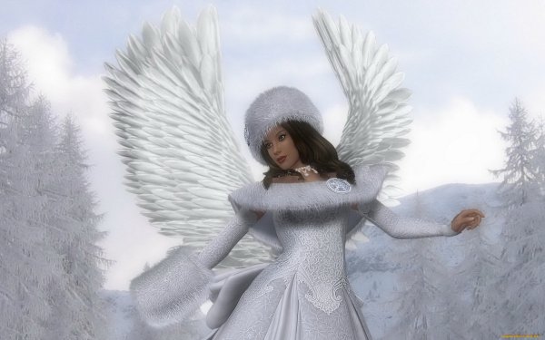 Рисунки ангелов зимой