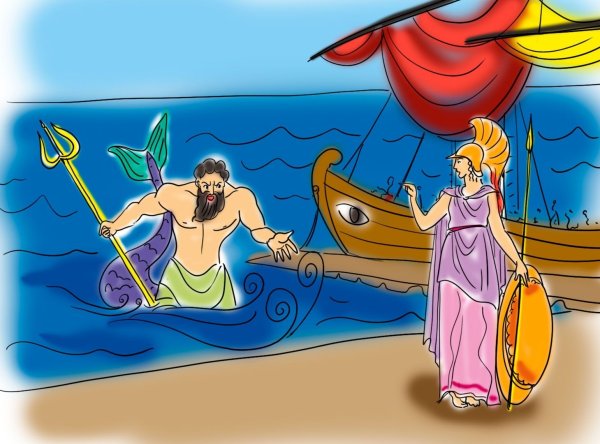Боги Посейдон и Афина