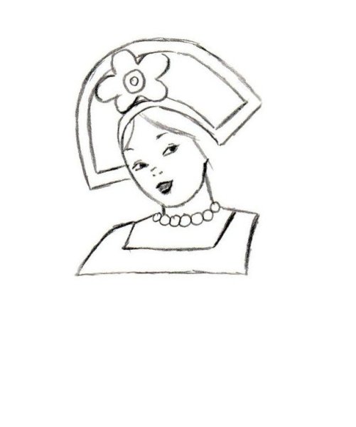 Девушка в кокошнике рисунок