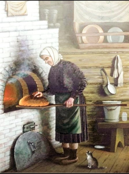 Выпечка хлеба в русской печи