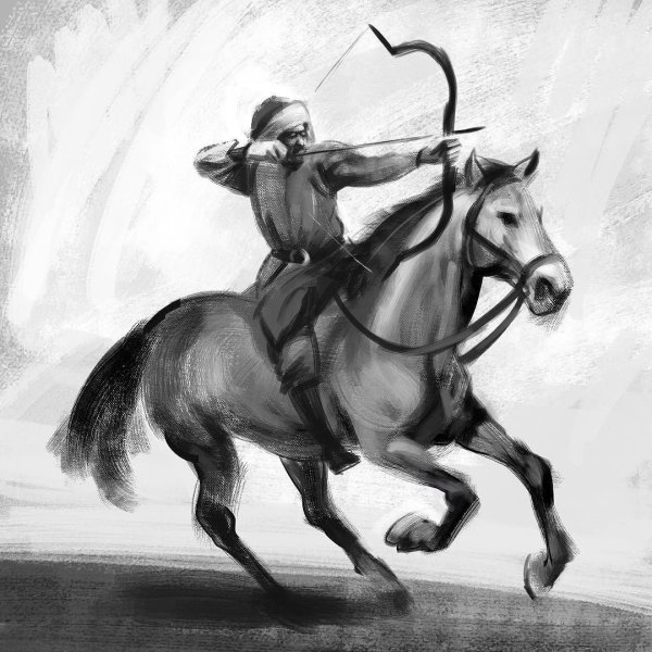 Всадник с луком на коне