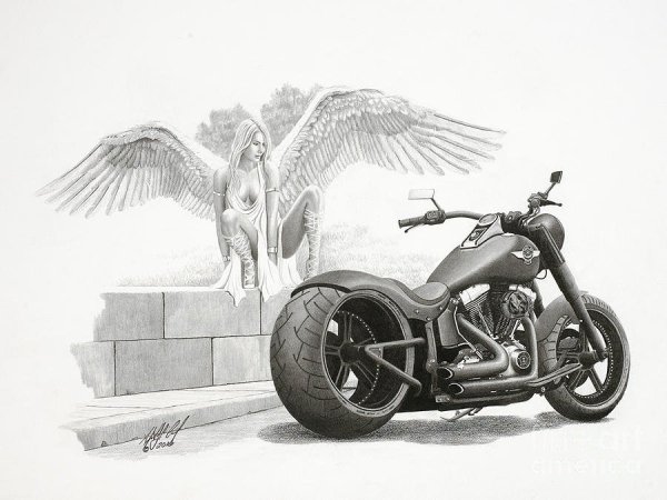 Рисунок мотоцикла карандашом Харлей Дэвидсон
