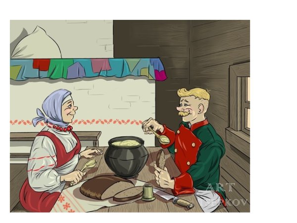 Иллюстрации к сказке каша из топора русская народная сказка