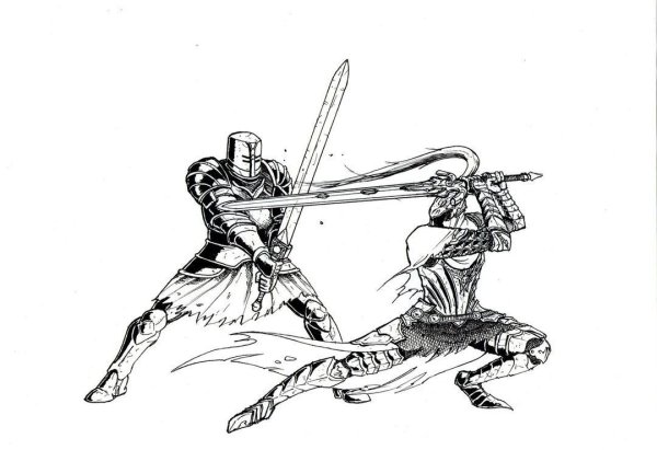Бой самураев на мечах