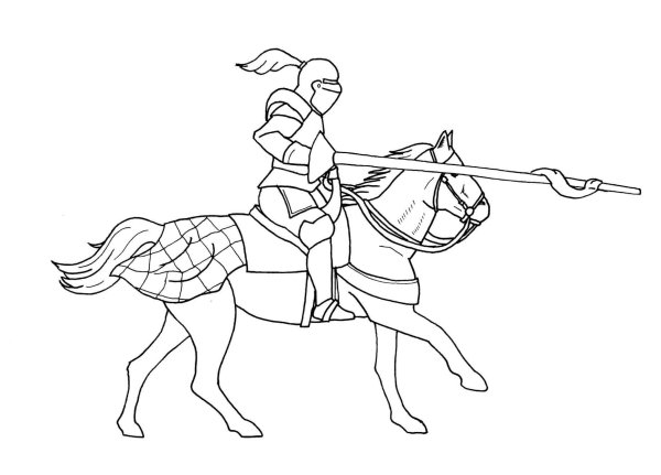 Рыцари на конях раскраска