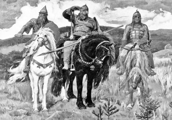 Иллюстрация три богатыря Васнецова