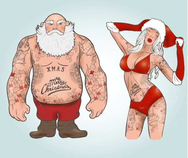 Дед Мороз в татуировках