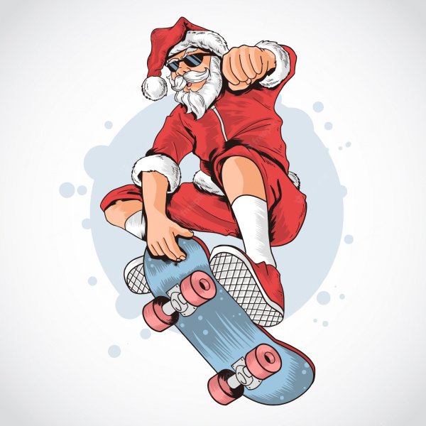 Дед Мороз на скейте