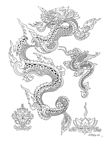Китайский дракон эскиз