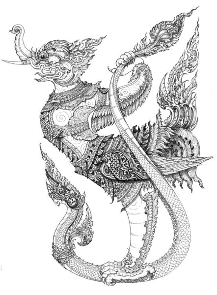 Тайский дракон тату