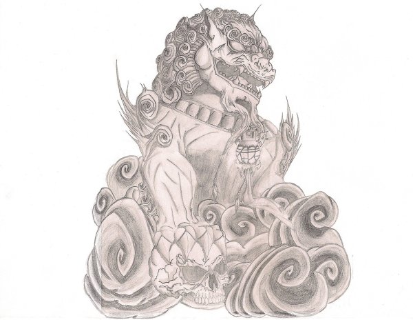 Китайский Лев эскиз