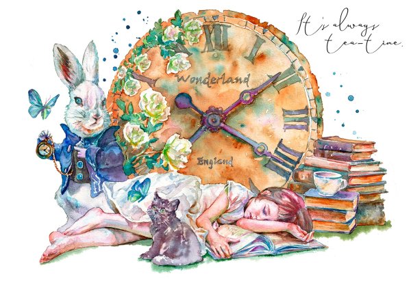 Алиса в стране чудес иллюстрации кролик