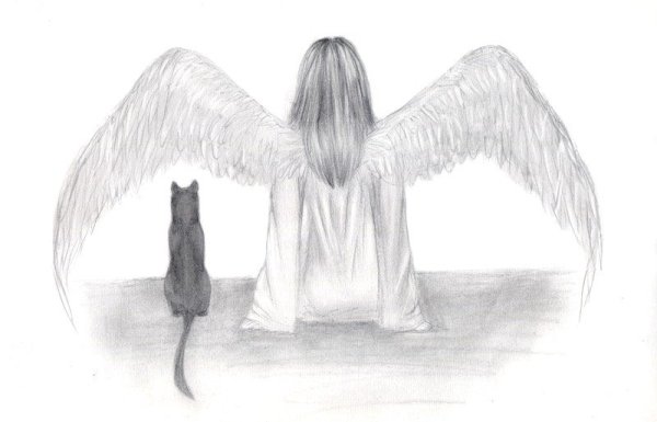 Рисунки ангелов с крыльями