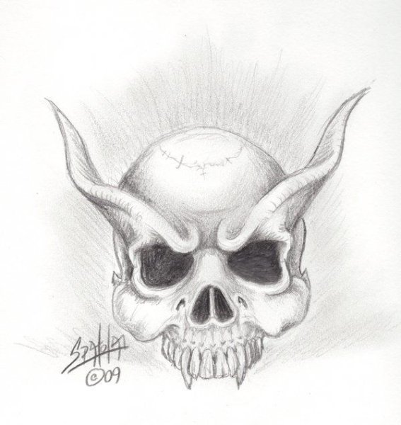 Рисунки череп демона