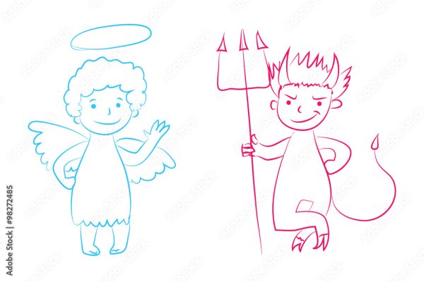Рисунок для детей ангел и дьявол