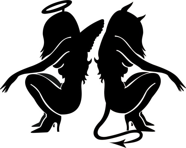 Силуэт ангела и демона