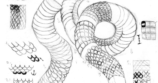 Рисование чешуи змеи