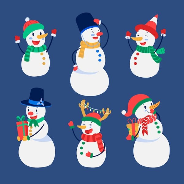 Снеговики в шапочках и шарфиках средняя группа