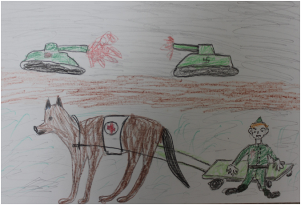 Собака на войне рисунок детский