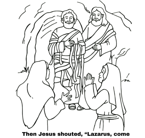 Воскрешение Лазаря раскраска для детей