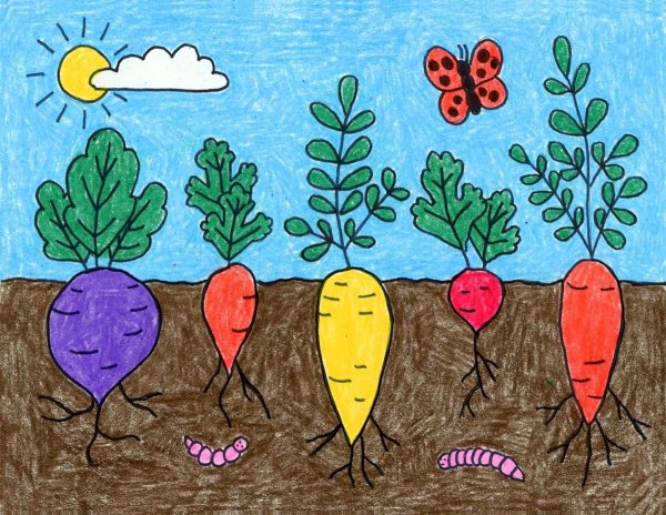 Рисование для детей овощи на грядке
