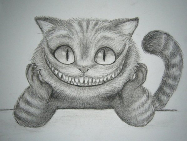 Чеширский кот рисунок карандашом