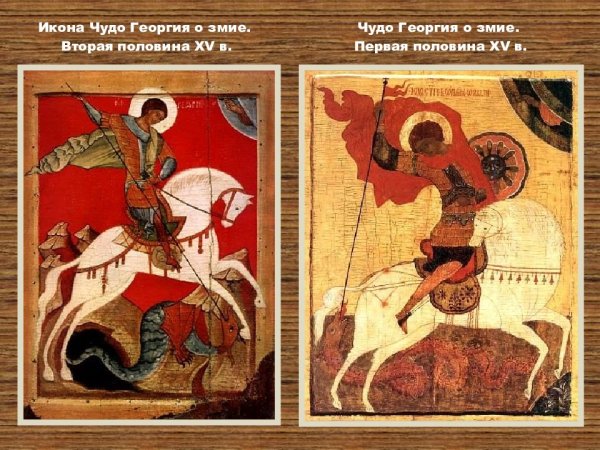 Чудо Георгия о змие икона 14 век