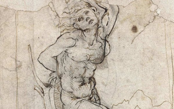 Леонардо да Винчи старик набросок