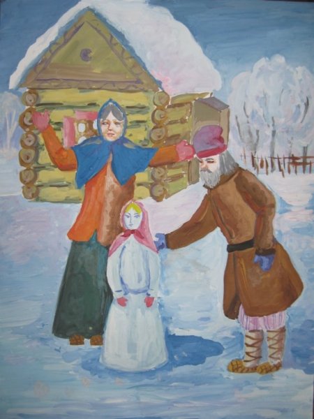 Иллюстрация к сказке девочка Снегурочка