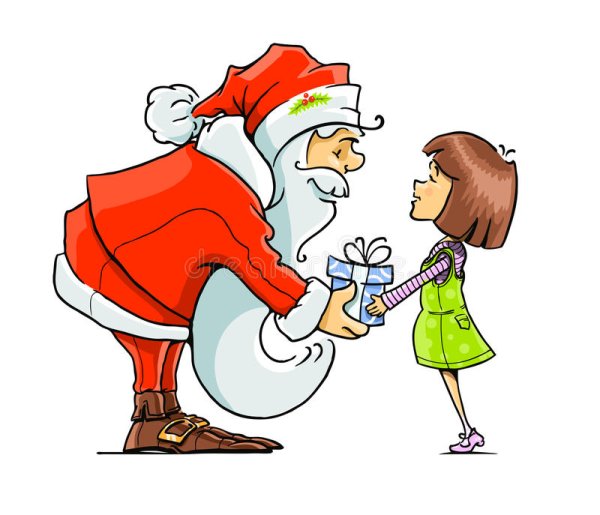 Санта дарит подарки