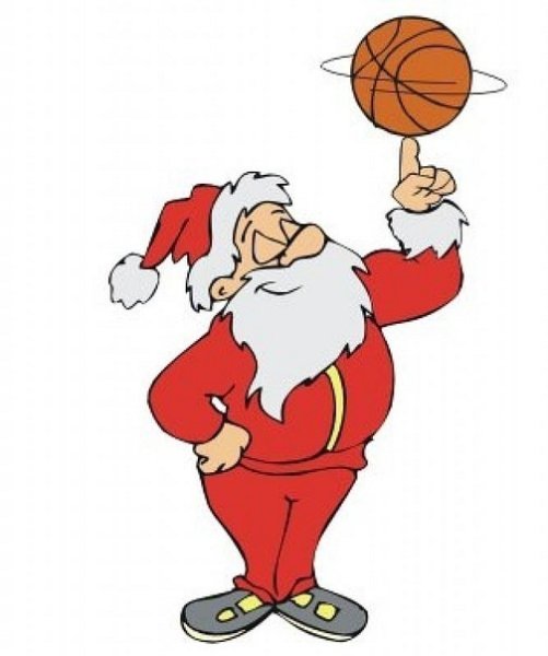 Дед Мороз с баскетбольным мячом