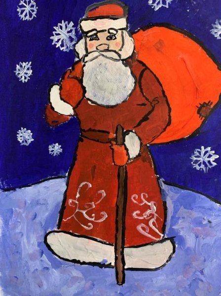Рисунок Деда Мороза для срисовки легкие