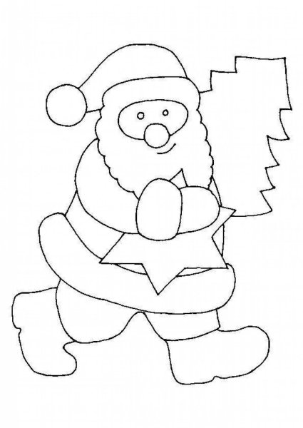 Дед Мороз раскраска для малышей