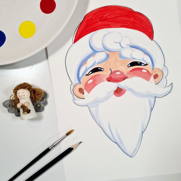Портрет Деда Мороза рисунок