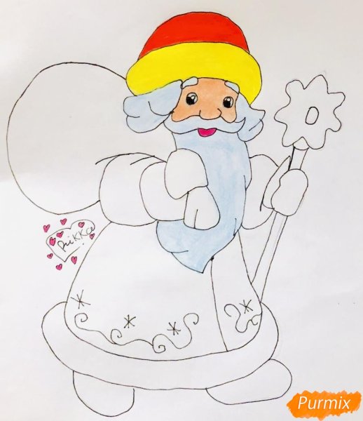 Посох Деда Мороза нарисовать легко