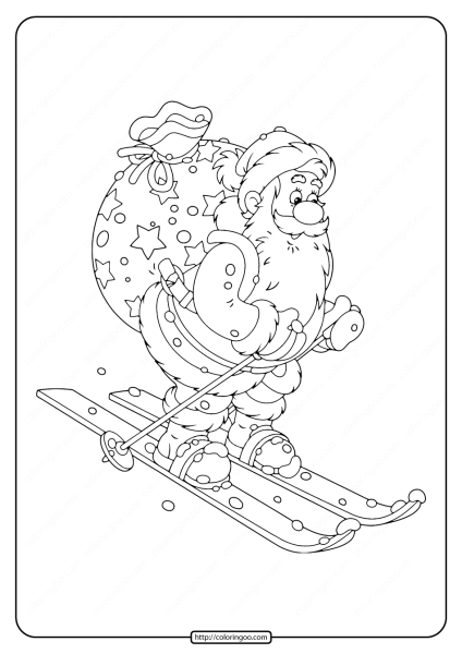 Дед Мороз на лыжах вытынанка
