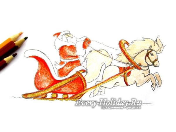 Дед Мороз и лошади разукрасить
