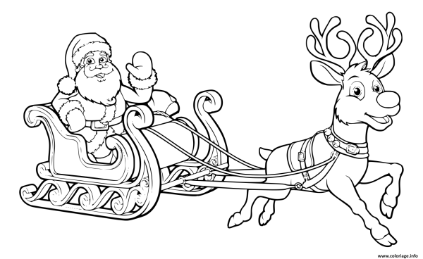 Дед Мороз на санях рисунок