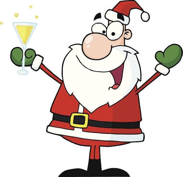 Дед Мороз с бокалом шампанского