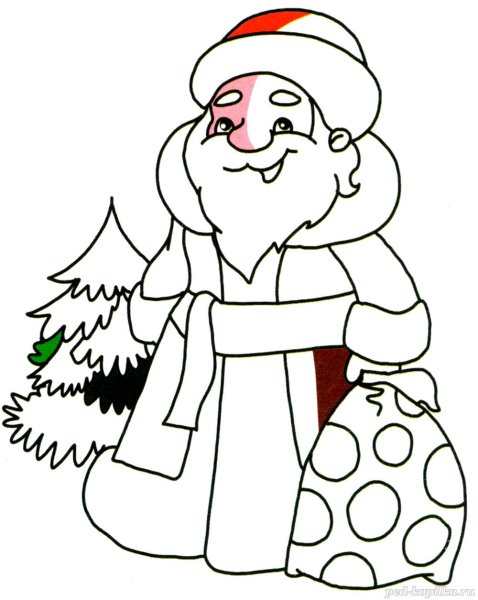 Дед Мороз и елка рисунок