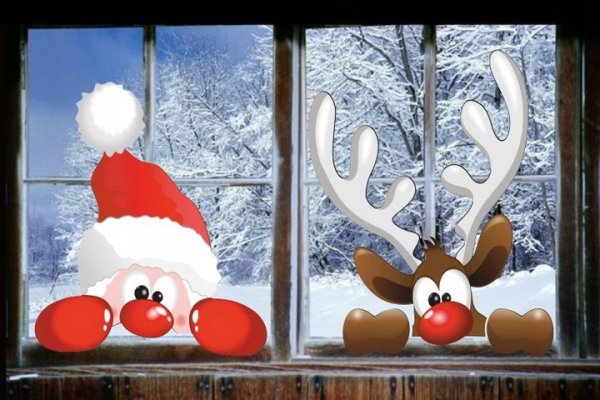 Дед Мороз заглядывает в окно
