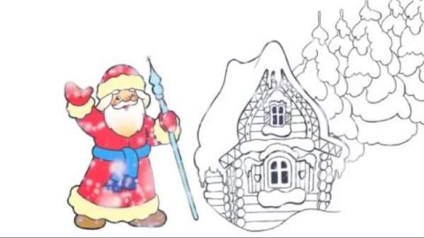 Домик Деда Мороза рисунок