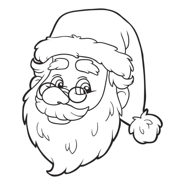 Голова Деда Мороза раскраска для детей