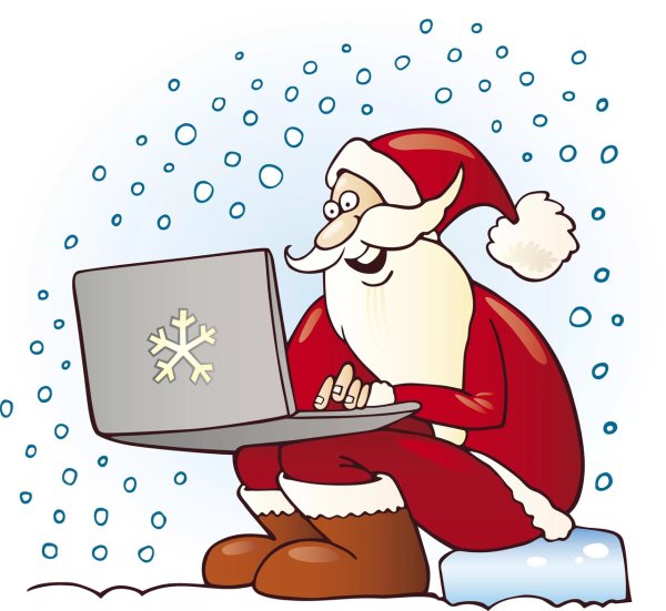 Дед Мороз за ноутбуком