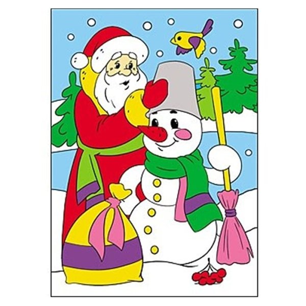 Раскрасить Деда Мороза и снеговика