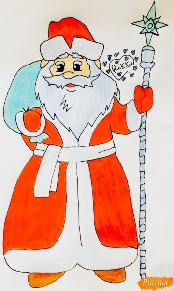 Дед Мороз рисунок карандашом