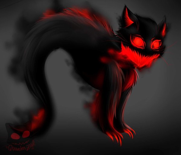 Чёрный кот с красными глазами
